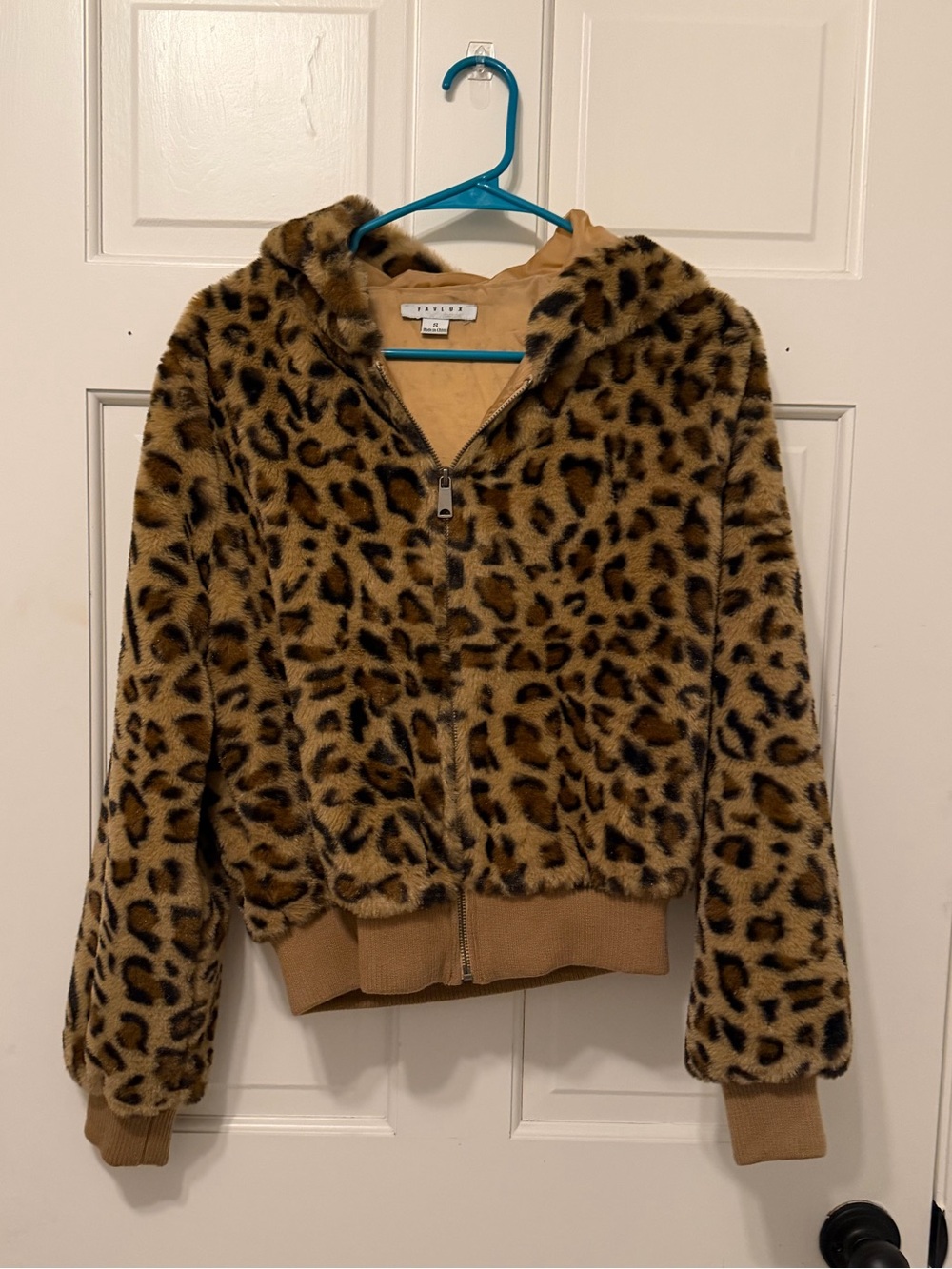 FAVLUX Leopard Print Faux-Fur Puffer Jacket - Brown